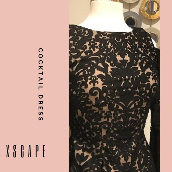 Cocktail off the shoulder dress by XSCAPE, size 4 - Picture 2 of 8